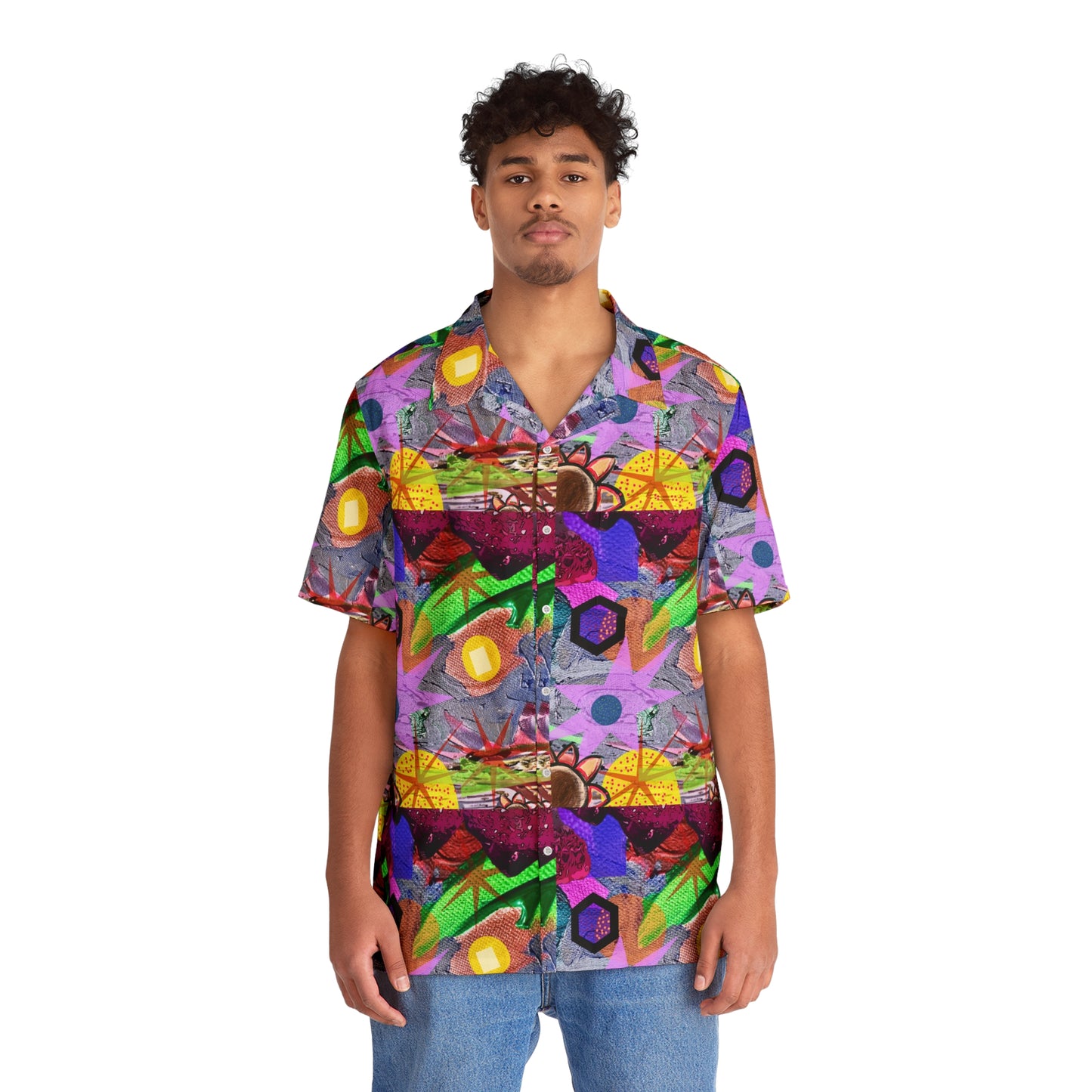 Cosmic Canvas Chaos Men's Button Down Shirt