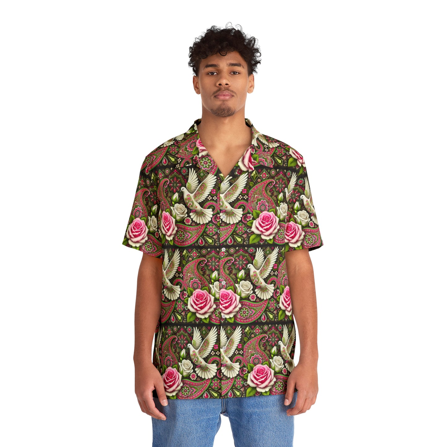 White Roses X Doves Men's Button Down Shirt