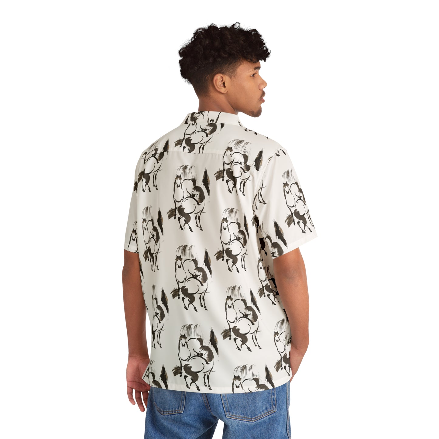 Japanese Horses Men’s Button Down Shirt