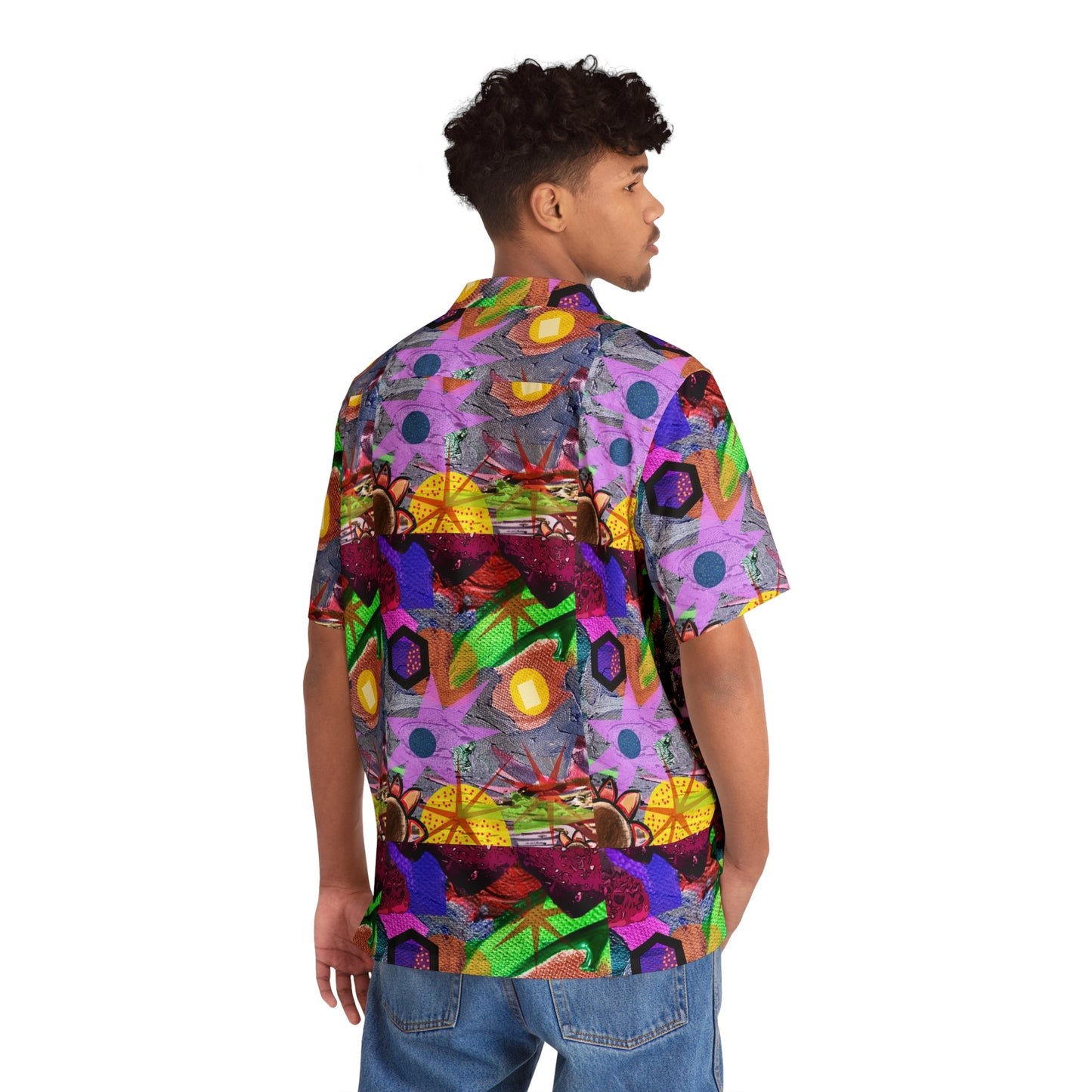 Cosmic Canvas Chaos Men's Button Down Shirt