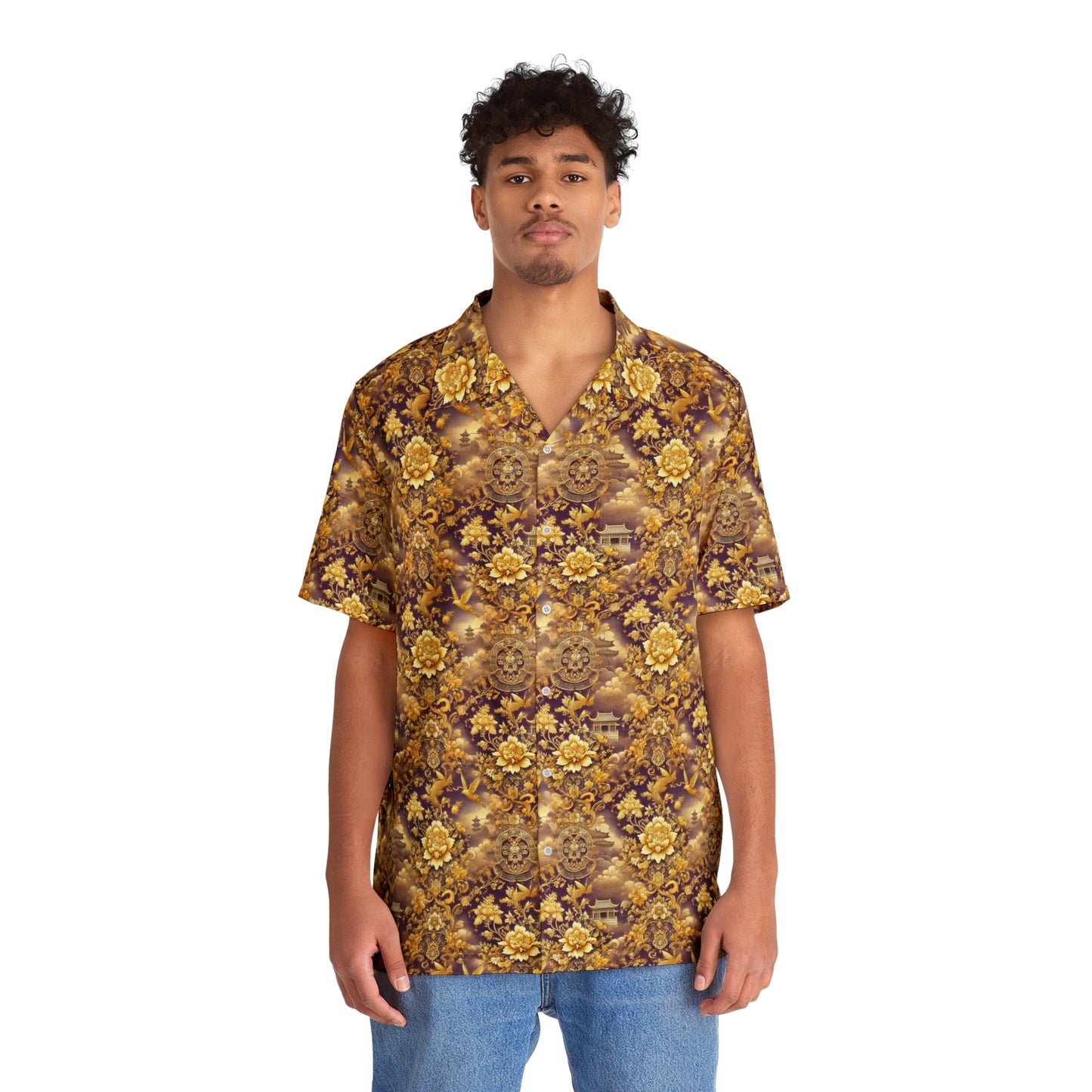 "Golden Garden Majesty" Men's Button Down Shirt