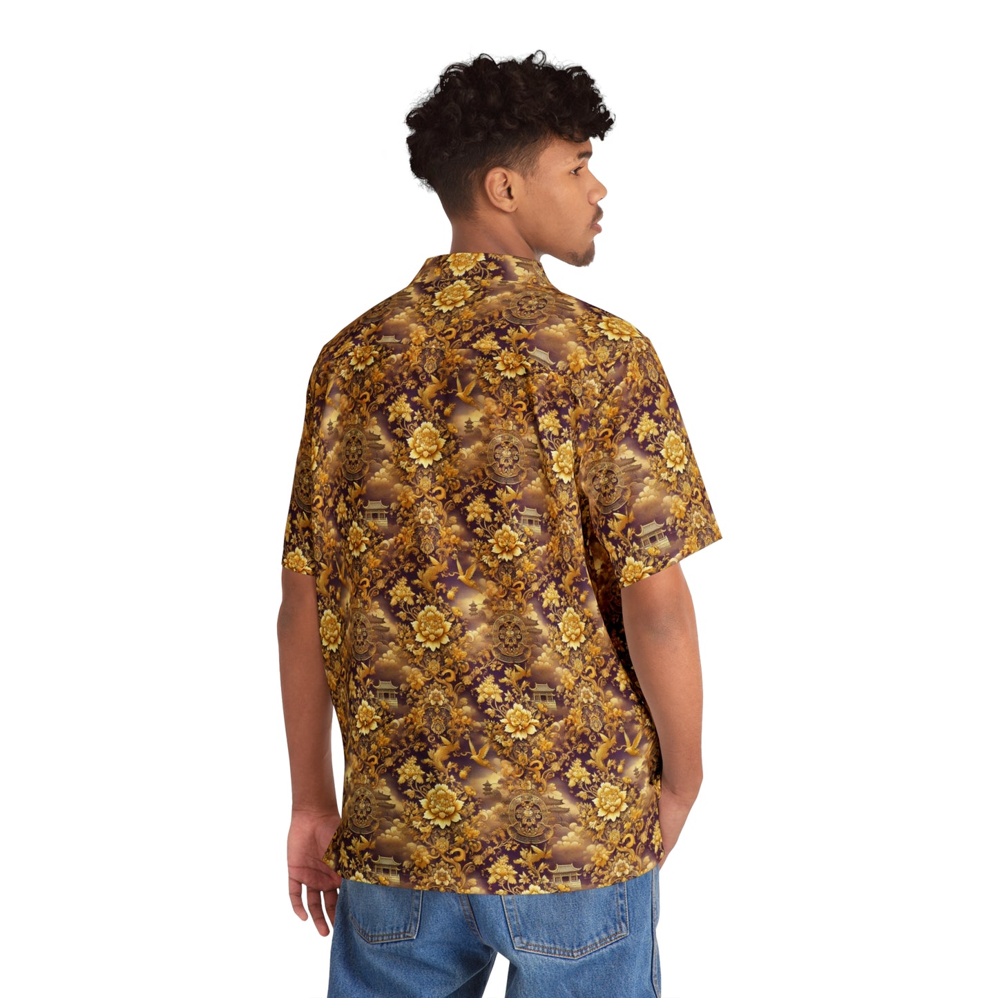 "Golden Garden Majesty" Men's Button Down Shirt